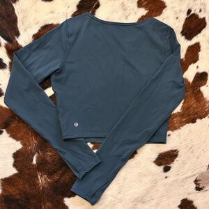 Lululemon Wunder Train Cropped Long Sleeve in Iron Blue